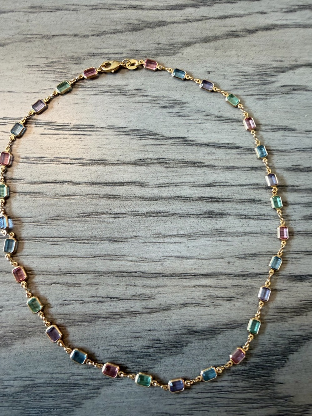 Charming Charlie Multicolor Tourmaline Style Station Necklace Gold Tone